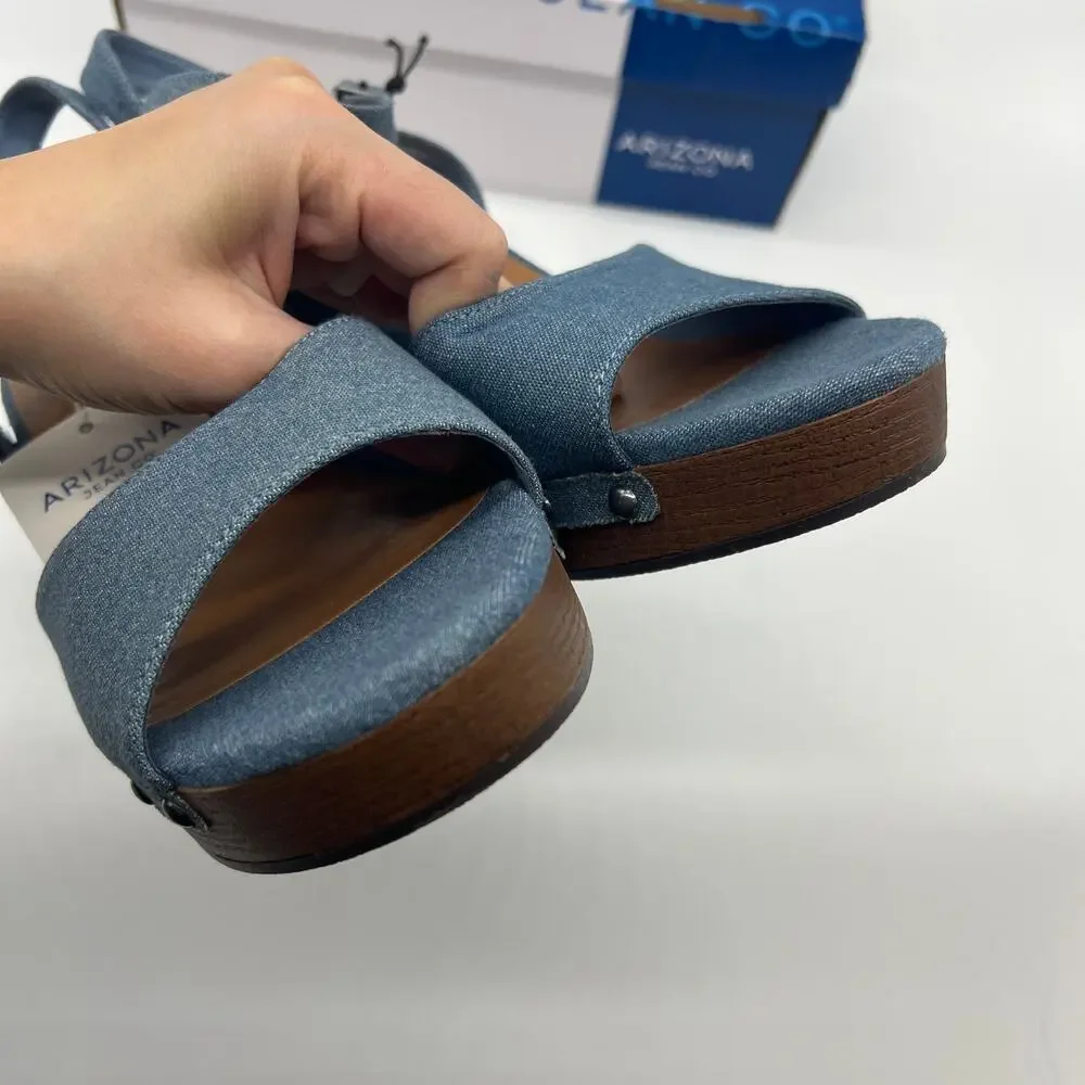 Arizona Jean Co Womens Heather Heeled Sandals Blue Denim Size 9.5M